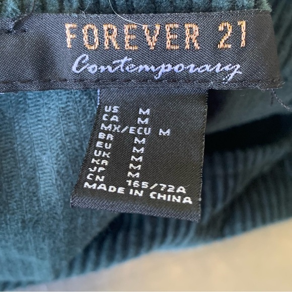 Green Corduroy Mini Skirt Forever 21 Contemporary Women’s Size Medium - Picture 3 of 4